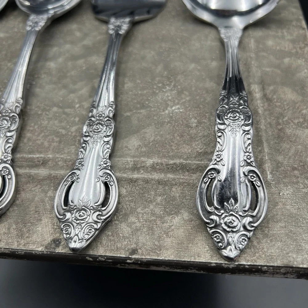 Vtg Oneida Michelangelo Stainless Serving Set 4 Pc Ladle Meat Fork Soup Spoons